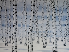 WInter birches with wolf 1750 x 900