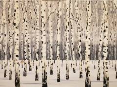 Winter birches with fox 1800 x 900